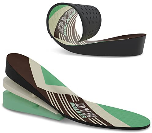 DynWalker Schuh Einlegesohlen Höhe Erhöhung Einlagen unsichtbar 3 Layer 3-7.5 cm atmungsaktive und rutschfest Massage Höheres Pad für Männer und Frauen flexibel PU einstellbare Schuheinlagen S
