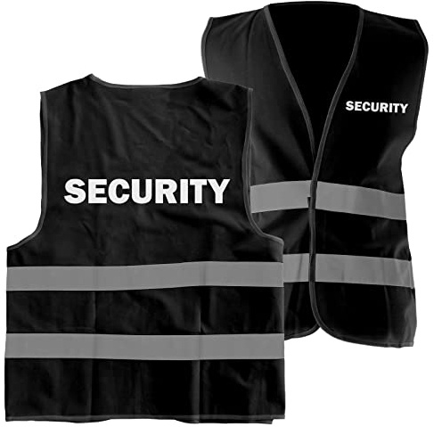 10 Stück Warnweste Security BLACK schwarz mit Reflektorstreifen