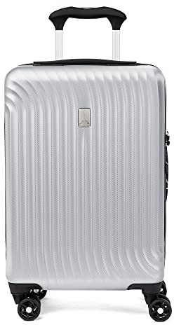 Travelpro Maxlite Hartschalen-Koffer mit leichtem PowerScope-Griff – Erweiterbares Gepäck mit 8 Spinner-Rädern & TSA-Schloss – Handgepäck für Herren & Damen – Kariert-groß Silbermetallic