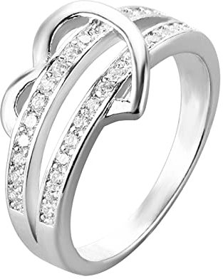 KMKM Damenring Liebe Ring Zirkonia Ehering Verlobungsring Freundschaftsring Lifestyle-Ring Silber verstellbar für Damen
