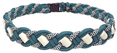 doggymütlich ~ EM-Keramik Halsband für Hunde, verschiedene Größen wählbar, original EM-X-Keramik-Pipes, petrol/creme-petrol-gemustert