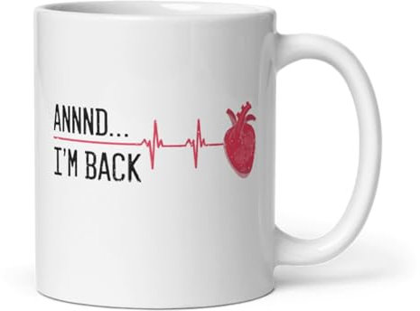 Teegarb Letter Blanket Coffee Mug Funny Annnd I'm Back Heart Attack Survivor