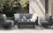 GLP Gartenmöbel Set Aluminium 6-7 Personen, Terassenmöbel Wetterfest mit Sofa, Tisch, Hocker & Kissen, Gartenlounge Set für Innen- und Außenbereich (Grau & Dunkelgrau)