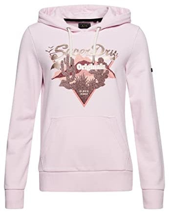 Superdry Vintage VL Narrative Hood UB Sweat-Shirt À Capuche Sport, Rose (Pink Marl), 38 Femme