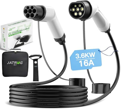 JATRHG Câble de Recharge EV 3.6KW 16Amp /Monophasée/ 15 mètres/Véhicule électrique et Hybride Rechargeable de Type 2 à Type 2