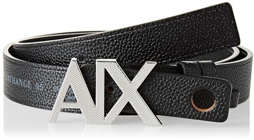 Armani Exchange Casual Genuine Leather, Tone On Logo Buckle Belt, Schwarz, M EU