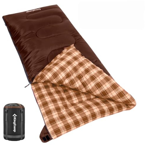KingCamp Sports Hunter Schlafsack Warm und Bequem Schlafsack Super für Camping auch in kalten Jahreszeiten, Oversize mit waschbarem Flanellfutter und Kissen