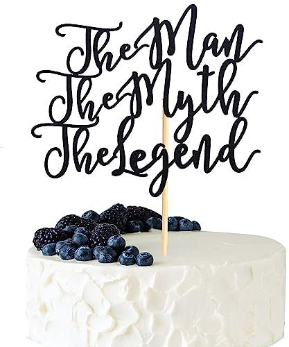 Arthsdite The Man The Myth The Legend Kuchendekoration Vater Geburtstag Thema Happy Father's Day Party Decor Supplies - Schwarz Glitzer