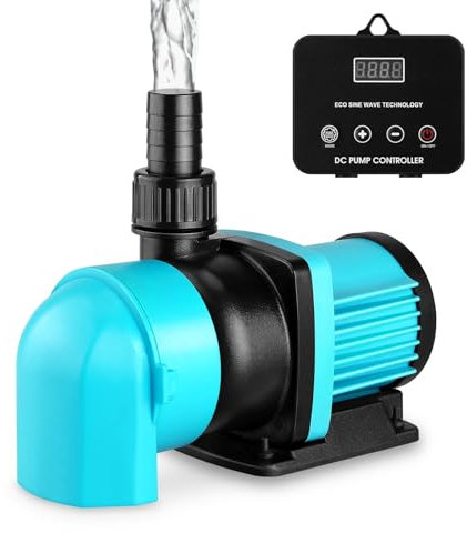 JEREPOND 1320GPH Aquarium Return pump with LCD display controller, DC 24V 35W aquarium pump for saltwater freshwater aquarium,fish tank,sump,20 speeds ECO Quiet Submersible and inline pump