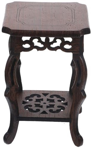 VOSAREA Plant Holder Wooden Stool Plant Stand Chinese Display Stand Retro Pot Holder Decorative Planter Shelf Fishbowl Rack for Indoor Outdoor Garden Decor Plant Display Stand