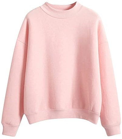Felpa con cappuccio da donna per autunno e inverno, colori pastello, rosa, S
