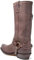 Stivali da Cowboy Occidentali Stivali da Uomo Punta Quadrata PU Stivali in Pelle Vintage Steampunk Scarpe da Cavaliere Tacco Basso Mid Tube Rider Cavallo Stivali da Moto per Cos,Grigio,44