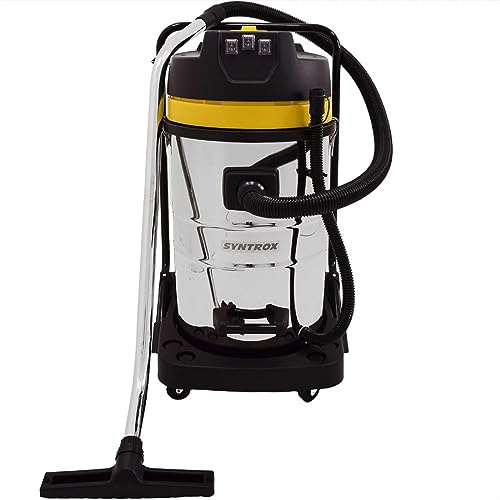 Syntrox Germany Industriesauger Samaka XL Edelstahl, 3 Saugturbinen, Großraumsauger, Leistungsstark, Industrielle Reinigungsmaschine, Edelstahl, einfache Reinigung (80 Liter)