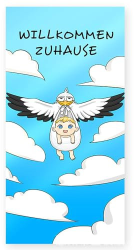 yivom Großes Poster zur Geburt, Willkommen Zuhause, Storch Poster zur Geburt, 90x180cm Willkommen Baby Banner, Welcome Home Banner zur Geburt, Baby Shower oder zur Babyparty