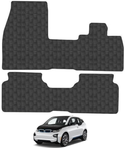 BMW I3 [Manual] (2014+) Rubber Car Mats Compatible with Accessories Tailored Fit Heavy-Duty Floor Mats Set Accessory Waterproof Durable Custom Fit Water Resistant Easy-Clean 3mm Thick