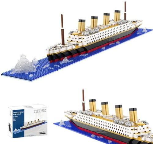 Titanic Ship Model Building Block Sets, 1878PCS Cruise Ship Titanic Boat Model Building Kit, Micro Mini Bricks Gift Toy for Adults