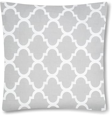 VelvetHome Deluxe Kissenbezug 80x80 cm 1teilig Made in EU Hohe Qualität Kopfkissenbezug mit Reißverschluss 100% Baumwolle Kissenhülle 80x80 Marokko Weiß & Grau