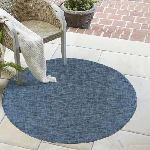 Mazovia Outdoor Teppich - Innen und Aussenbereich - Blau 240 x 240 cm