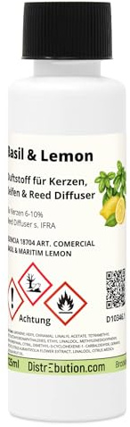 DistrEbution Basil&Lemon Duftstoff 125ml Duftöl für Kerzen und Seifen