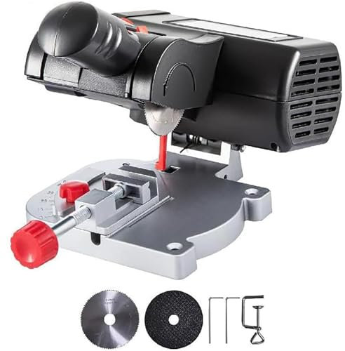 Generic Mini Miter Saw 0-45° Adjustable, Electric Table Saw with 50mm/16 Blades of Steel and Resin - Ideal for Cutting Brass, Steel, Wood, Miniature Model Making, DIY