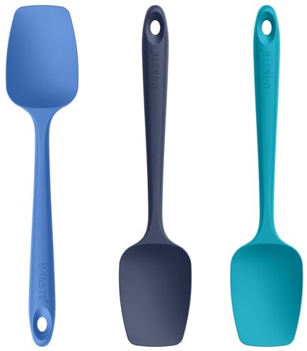 U-Taste Espátulas de Cuchara Silicona: 250℃ Resistente al Calor Lengua Raspador de Goma Flexible y Libre de BPA, Juego de 3 Utensilios de Cocina para Hornear y Mezclar (Multicolor)