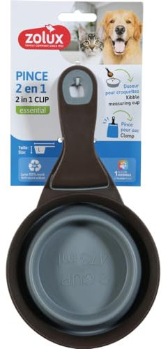 Zolux - Pince 2 en 1 doseur Silicone L 473 ML Gris pour Chat et Chien