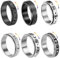 APMGONT 6 Stück Spinner Ring Damen Edelstahl Silber Ring Herren Damen Set Edelstahl Vintage Ringe Mond Stern Rollring Drehbarer Rings Partnerringe Trauringe für Frauen Männer Größe 54-65 (60)