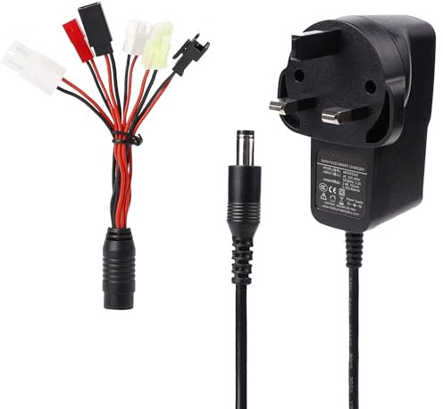 Fuworance 2.4V-12V Nimh Multi-Charger Nimh/Nicd Rechargeable RC Battery Packs Smart Charger for 2-10s RC Cars Airsoft Drone with Tamiya, Mini Tamiya, JST, SM 2P, XH, Futaba Connectors 500-800mA