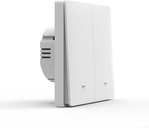 Smart Light Switch, Smart Wall Light Switch No Neutral Wire Required, For Tuya For ZigBee,Works With For Alexa, For GoogleHome(2 on white)