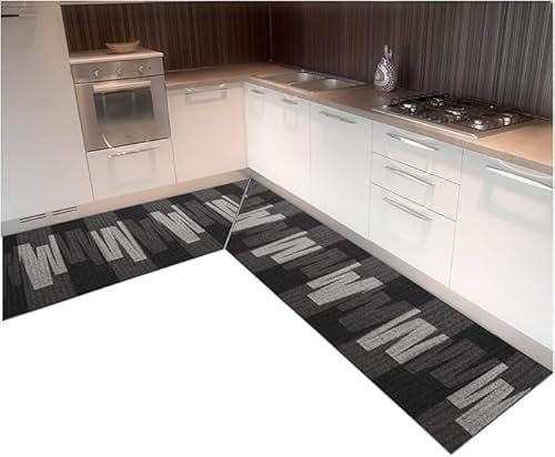 emmevi - Picasso - Teppich für Eckküche, Anpassbarer Anti-Rutsch- und Waschbarer Küchenläufer, Absorbierend, 100% Made in Italy, Wählen Sie die Maße Ihres Eckküchenläufers