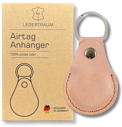 LEDERTRAUM Pendentif Airtag en cuir véritable, porte-clés Airtags, étui Apple Airtag, Rose