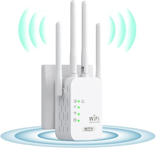 Ripetitore WiFi Extender/Enhancer | Amplificatore di segnale per Internet domestico/Amplificatore di segnale WiFi, 4 antenne, 2 porte LAN, Amplificatore WiFi per ufficio e casa, install azione facile6