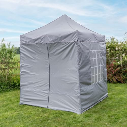 Jack Stonehouse Garden Pop Up Gazebo 2m x 2m Waterproof Party Marquee Tents With 4 Detachable Tear Resistant Sides And Windows Waterproof Silver Double PU Coated Layer Roof Heavy Duty Carry Bag.