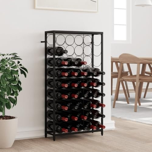 CFODOJ Armoires et rangements, casiers à vin, casier à vin pour 45 bouteilles, noir, 54 x 18 x 100 cm en fer forgé