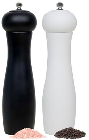 Wellong Moulin à sel et à poivre en bois de 8 pouces avec à grosseur réglable 2 packs