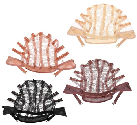 Ipetboom 4stücke Förmige Lace Wig Caps Für Frauen Atmungsaktive Und Dehnbare Haarnetze Hautfarbe Und Verstellbar Für Optimalen Tragekomfort