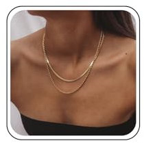 Inateannal Boho Layered Snake Chain Necklace Gold Herringbone Choker Necklace Punk Snake Flat Chain Necklace Vintage Twist Rope Necklace Jewelry for Women