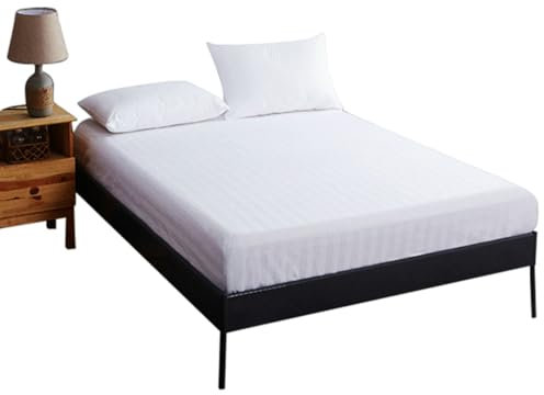 Spannbettlaken 120x200cm, Weiß Spannbettlaken Einfarbige Streifen Baumwolle