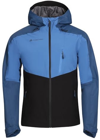 ALPINE PRO BERED Veste de pluie pour homme - Veste de sport imperméable et coupe-vent - Veste demi-saison fonctionnelle pour le printemps, la randonnée, la course, le cyclisme et l'extérieur, Noir , L