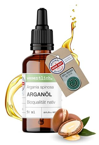 wesentlich. Arganöl Bio 50ml mit Pipette | Kaltgepresstes Pflegeöl für Haare, Haut & Gesicht | Hochwertige Naturkosmetik aus Marokko