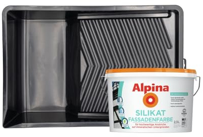 Alpina Silikat Fassadenfarbe – Weiß – inkl. XXL Farbwanne – 2,5 Liter