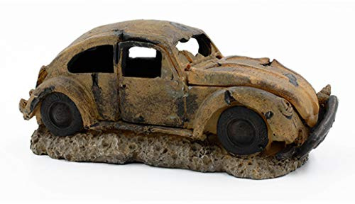 Kalttoy Aquarium Harz Dekor gebrochenes Wrack Auto Versteck für Einsiedlerkrebs Krebs Guppy