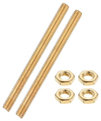 QUARKZMAN 2 Ensemble Tige Filetée Laiton M8x1.25mm Pas Filetage à Droite Goujons avec Écrous Hexagonaux en Laiton Massif, 100mm Longueur, Fixations pour Ancrages, Boulons, Supports, Pinces