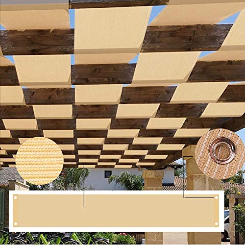 Sonnensegel, UV-Schutz, für Terrasse, Garten, Pergola und Glasraum, einfache Installation, 1 x 5 m, Beige