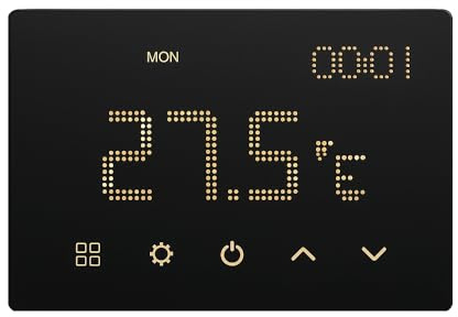 Cronotermostato WiFi Smart da incasso, per scatola 503, 3 moduli, nero, display LED touch, controllo remoto con APP, alimentazione 230V, caldaia, riscaldamento e raffrescamento, ETWF4302