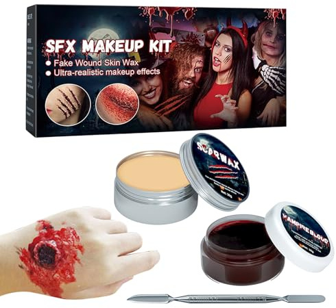 Halloween Makeup with Spatula Modeling Fake Body Paint | Halloween Cosplay Wound Makeup Kit for Men Women Costume Theater Carnival Stage Party Performance