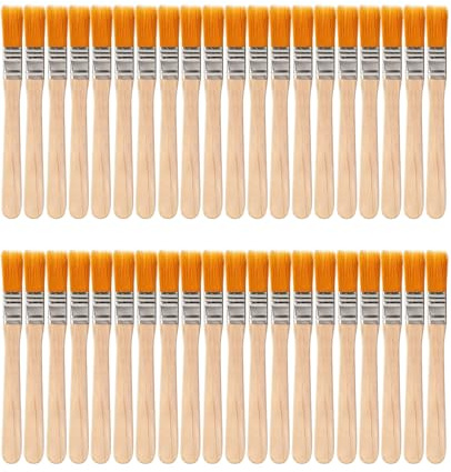 Ninnyi Nylon Small Paint Brush for Decorating, 40PCS Soft Glue Brushes Wooden Handle for Cabinets Fences Walls (0.5 Wide)