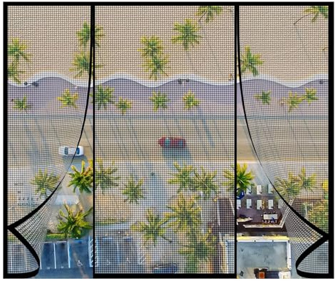 Moustiquaire Porte Magnétique noir 210x195cm | Sans Perçage Store Moustiquaire Idéal pour Porte d Entrée Intérieur Patio Balcon Coulissante Protection Anti Insectes résistant