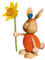 Drechslerei Kuhnert - Osterdekoration / Osterhase - Stupsi Hase mit Blume - 12cm - aus Holz - Made in Germany