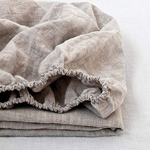 Simple&Opulence Drap Housse 100% Lin 2 Personnes - 180 × 200 cm, Le Lin - Bonnets pour 35 cm